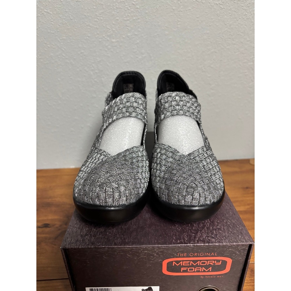 Bernie Mev Fresh Lulia Pewter Woven Wedge Pumps Size 38 US 7.5-8 - Picture 2 of 7